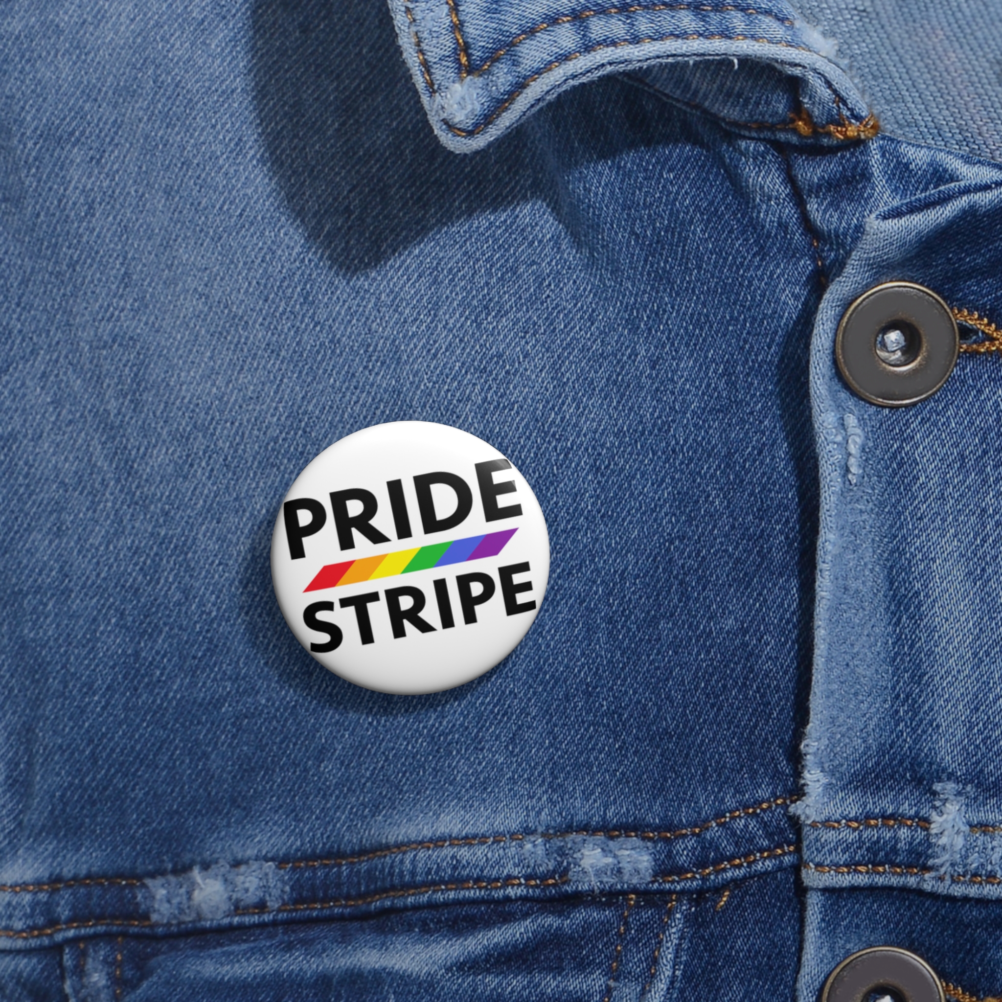 Pride Stripe Logo Pin Button - Image 2