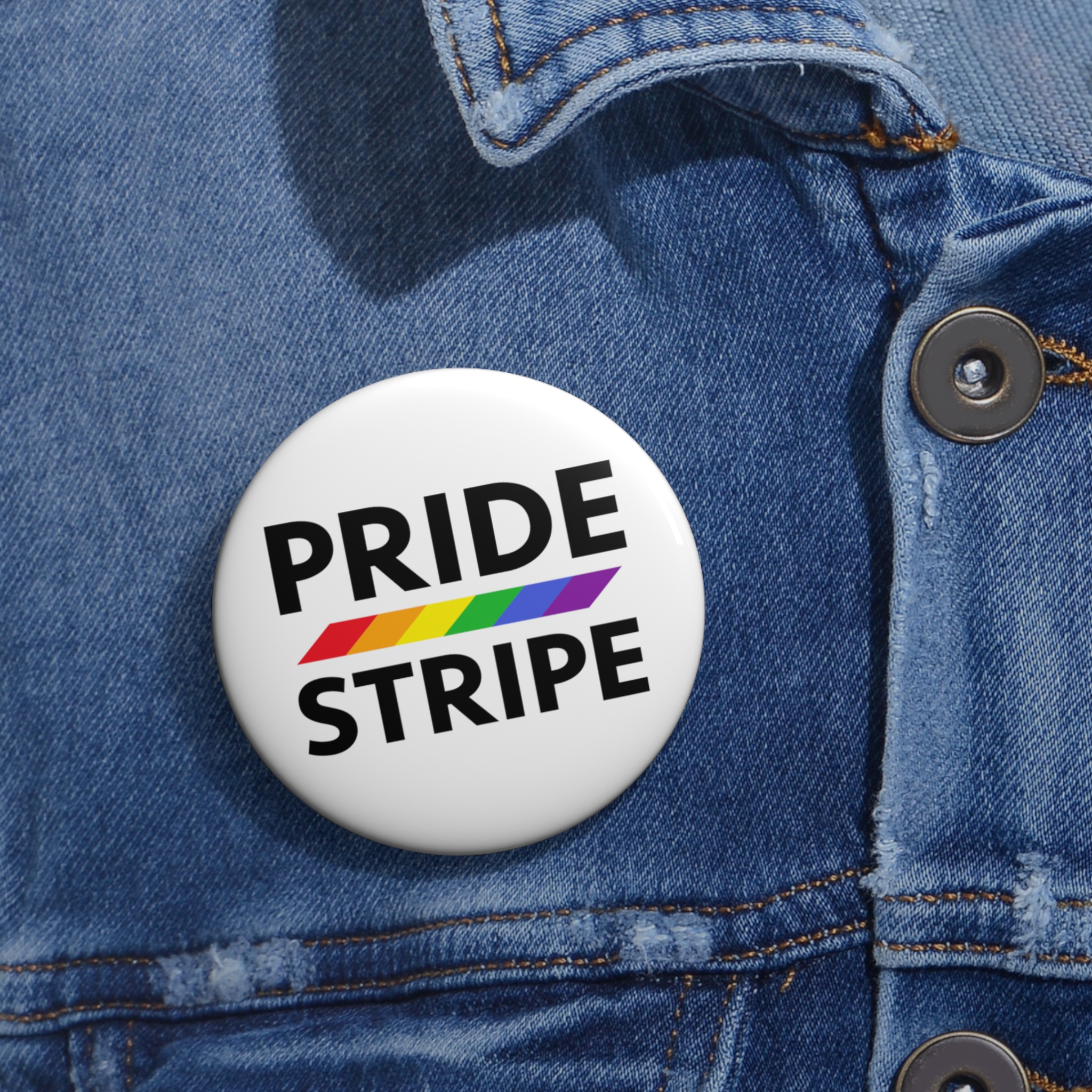 Pride Stripe Logo Pin Button - Image 4